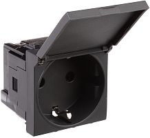 Розетка с заземлением модульная DKC Avanti 1-м. 2 мод. крышка шторки черный матовый картинка